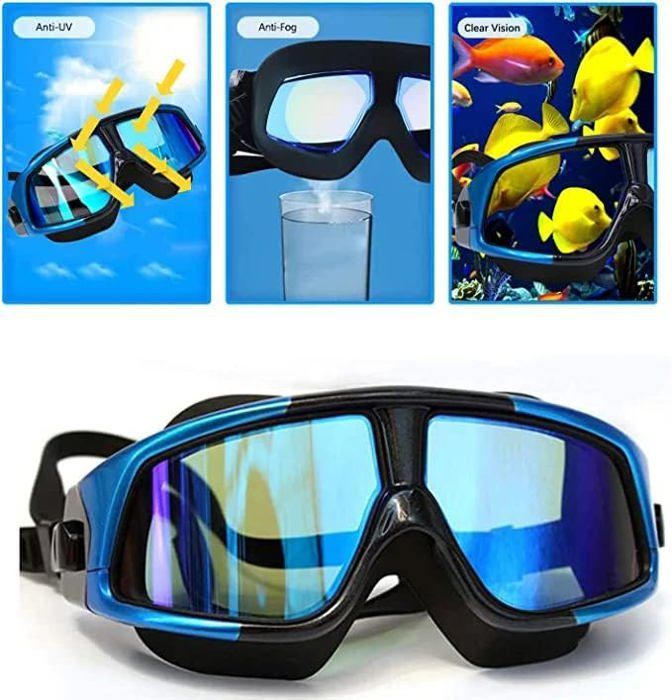 Swimming goggles with UV protection and anti-fog coating, suitable for indoor and outdoor use