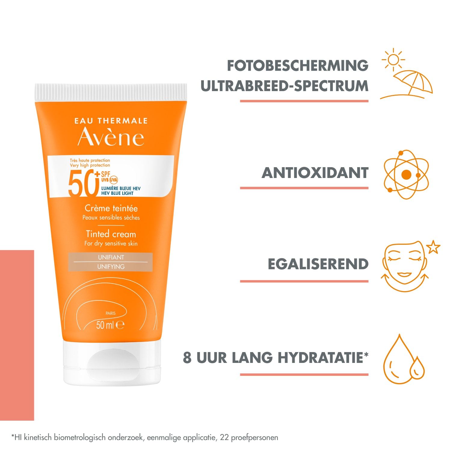 Avène Sunscreen Solaire tonirana krema za poenotenje kože SPF50+ - 50 ml
