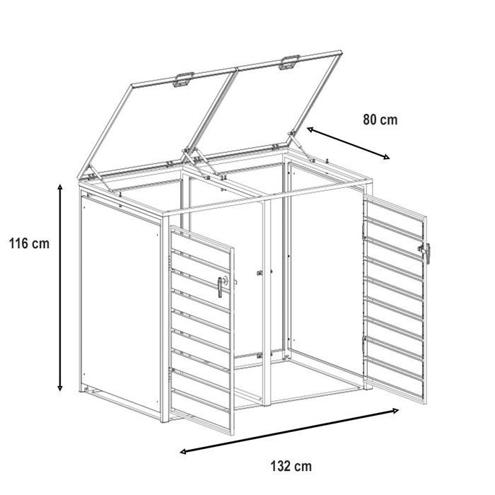 Caja doble para contenedores - 2 x 240 L - acero antracita/efecto madera