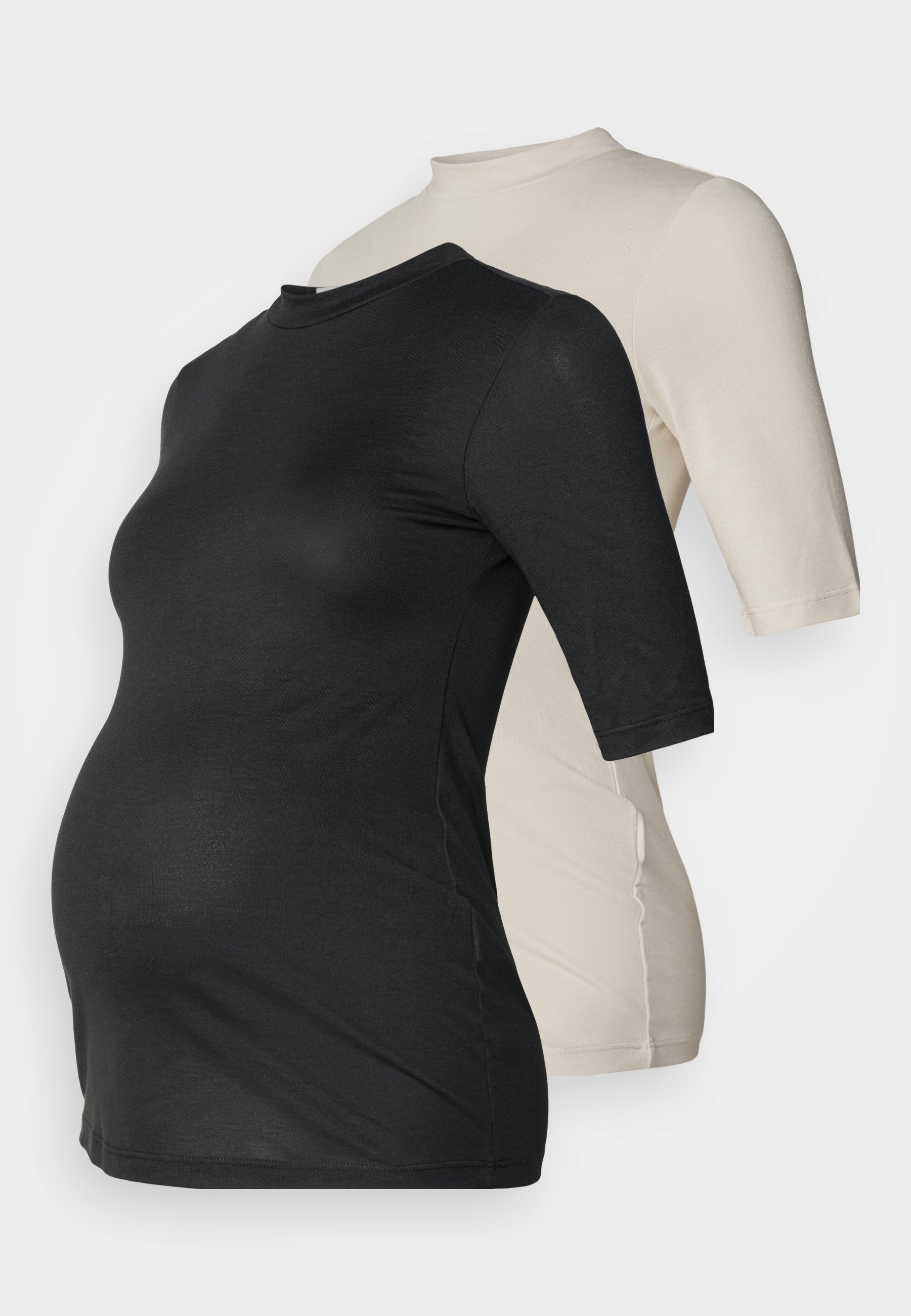 Anna Field MAMA PACK 2 - T-shirt basique - noir/beige