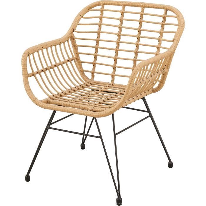 Set van 2 tuinstoelen - Natuurlijke rotanlook - Stalen frame - B62 x H64 x D62 cm