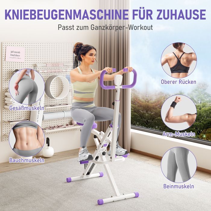 Banco de pesas DRIPEX, máquina de sentadillas, entrenador de asistencia para sentadillas para glúteos y piernas, equipo de fitness, morado