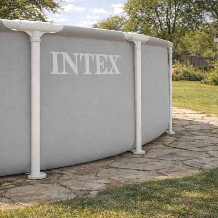 Kit Piscine hors sol tubulaire INTEX - Pris Frame - 366 x 99 cm - Ronde (Pompe, cartouche et échelle) - 26716ND