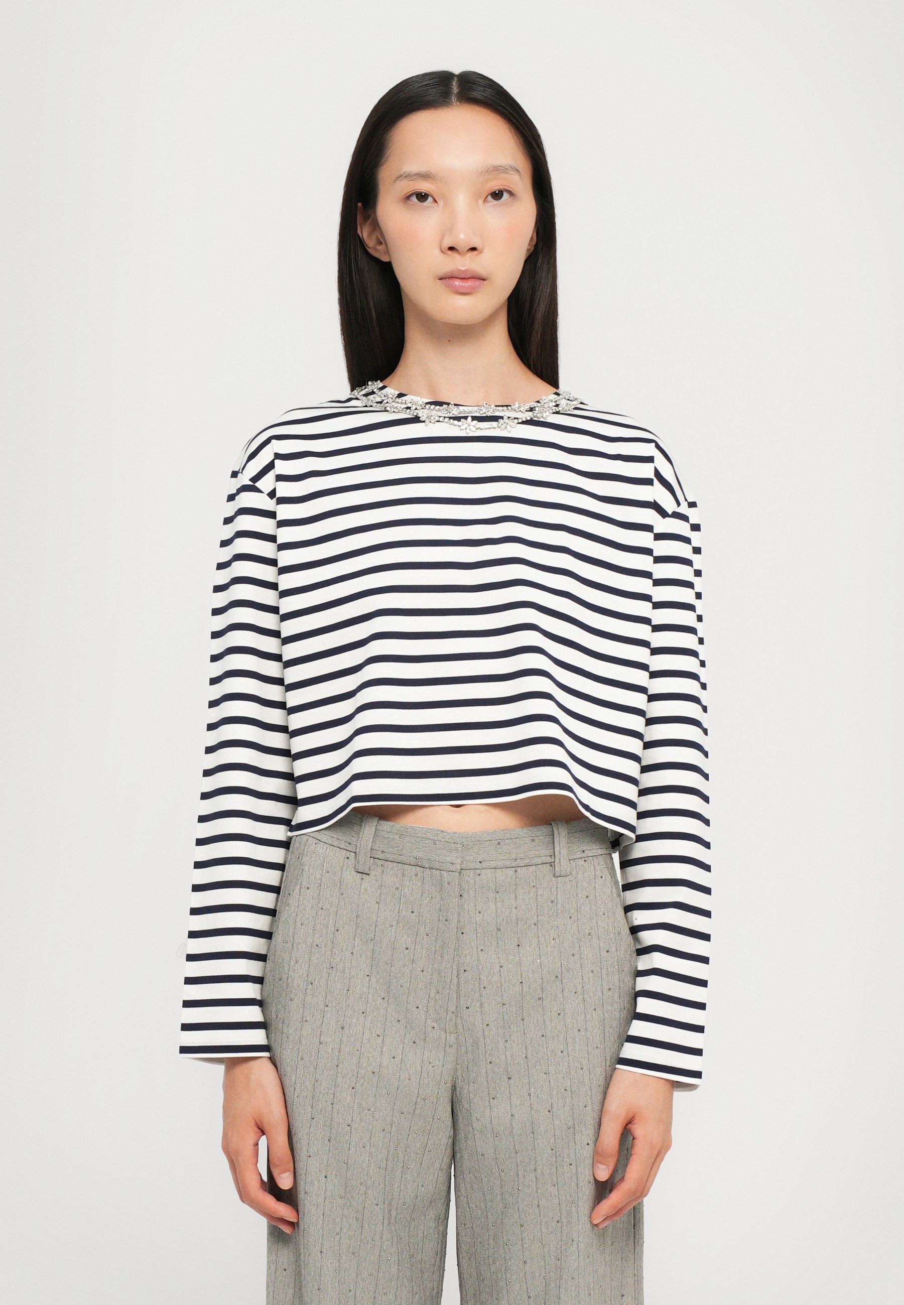 Maje TIGRY - Top met lange mouwen - wit/marine