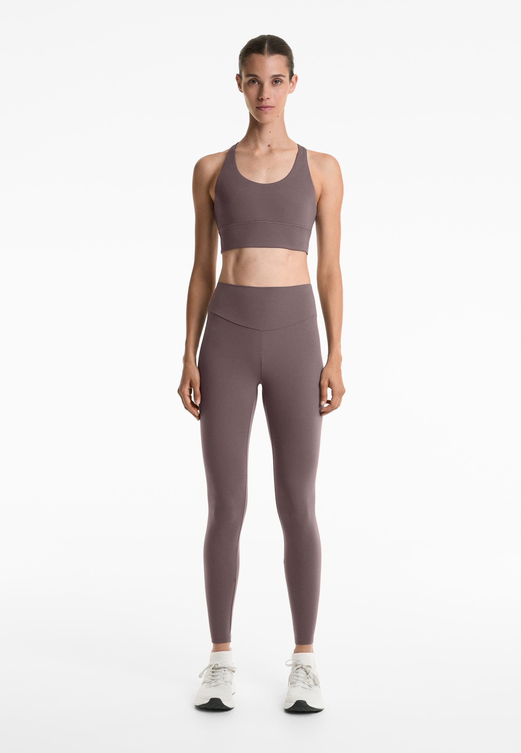 Leggings taille haute longueur cheville OYSHO COMFORTLUX - marron clair chiné