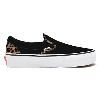 Black Leather Leopard Slip-On Platform personalizzate