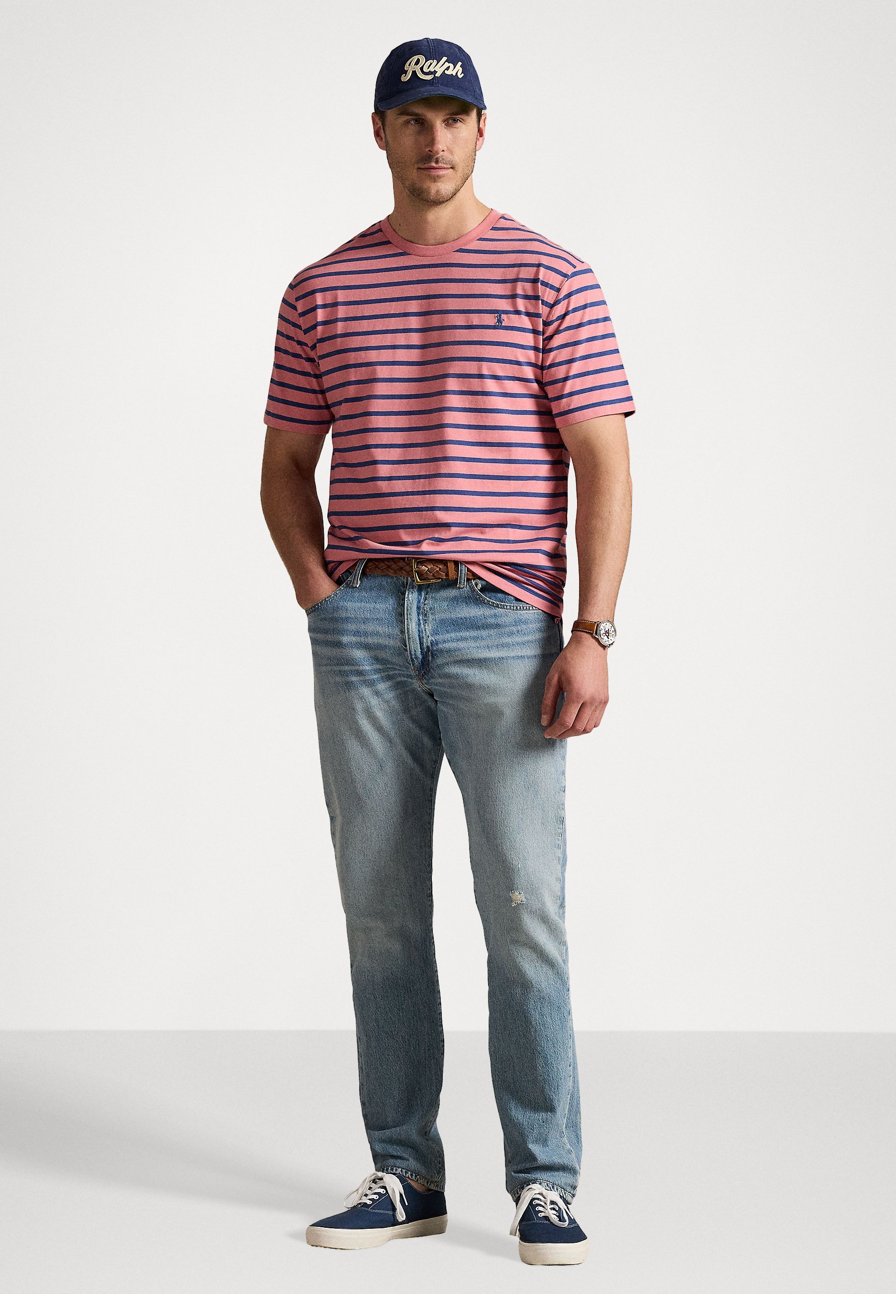 Polo Ralph Lauren Big & Tall gestreept jersey T-shirt met ronde hals - T-shirt met print - desert rose/old royal