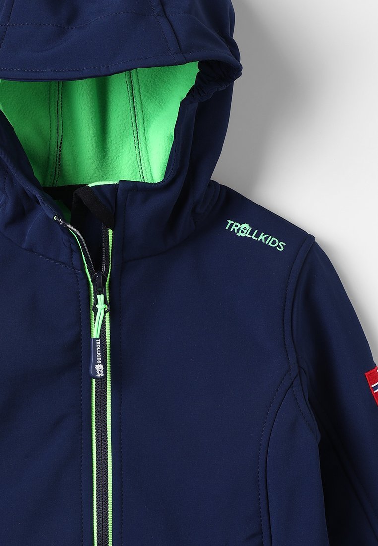 TROLLKIDS KIDS TROLLFJORD UNISEX - Softshell jas - marineblauw lichtgroen