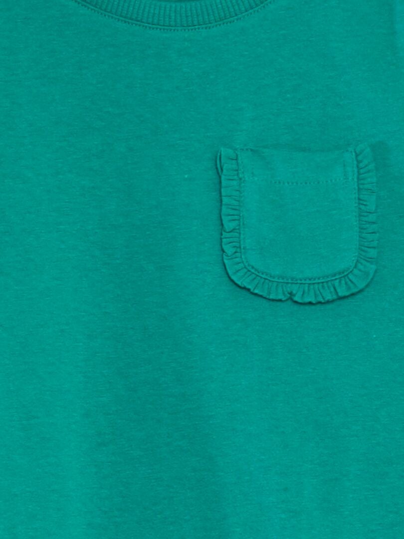 Effen T-shirt met zakje - GROEN