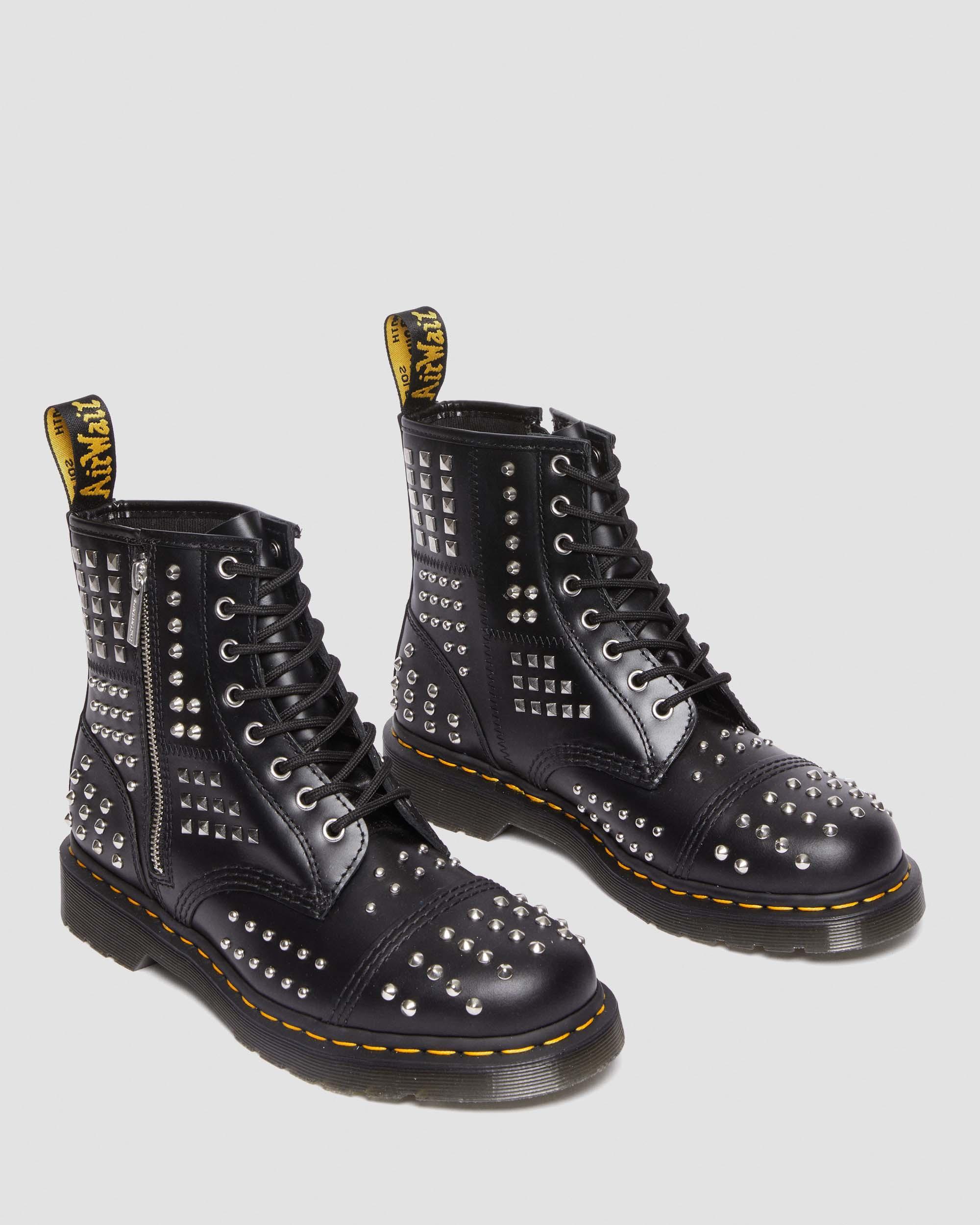 1460 Studded Zip Atlas Leather Lace Up Boots
