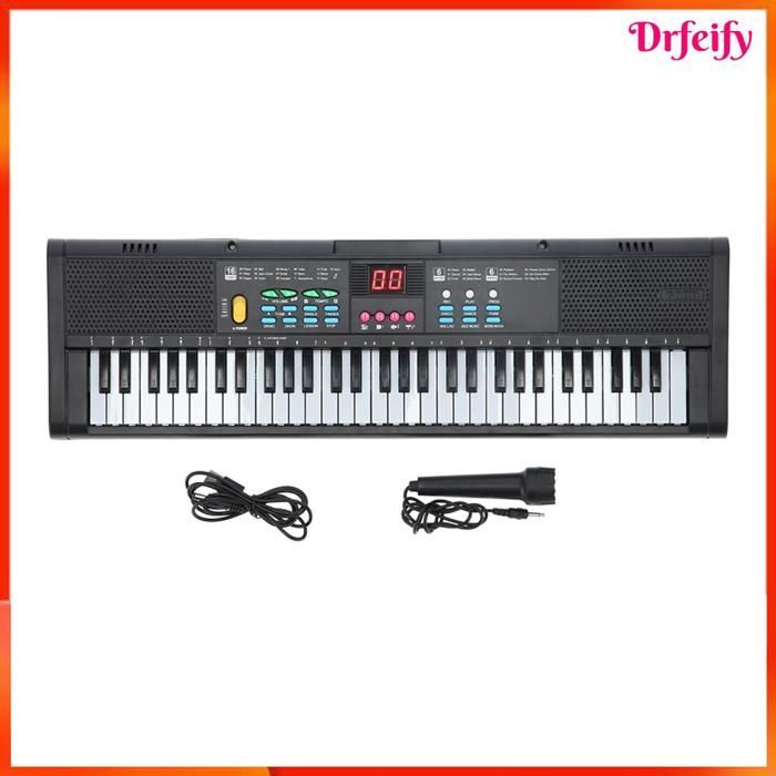 Teclado de piano de plástico, instrumento digital de 61 teclas con micrófono, canciones de demostración y volumen ajustable.