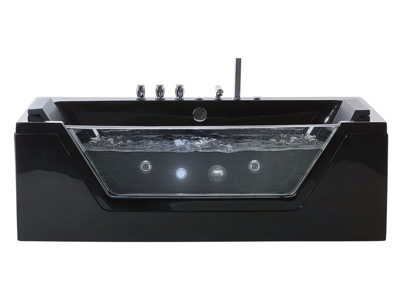 Wanna LED z hydromasażem 150x71 cm czarna