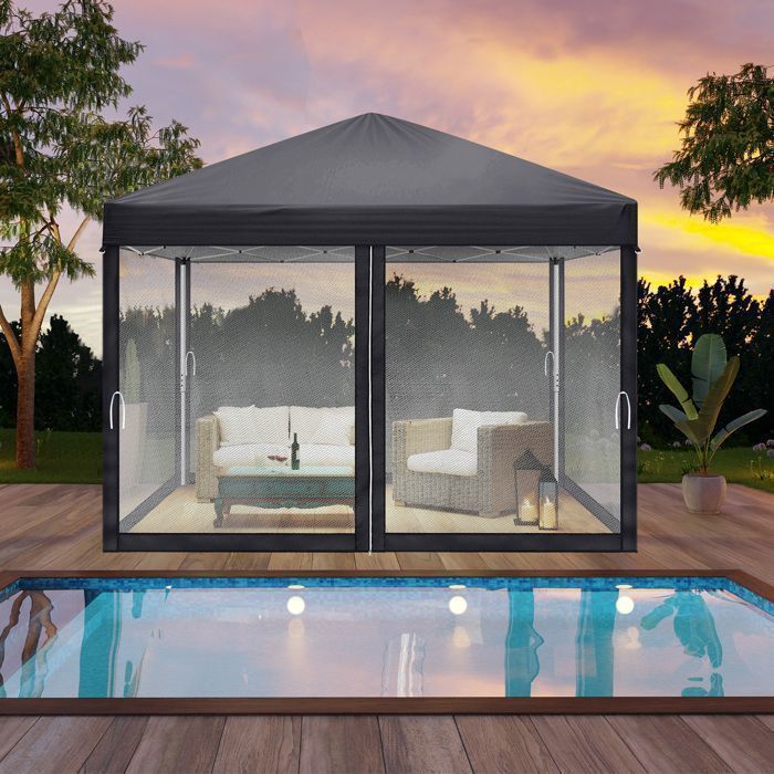 Tonnelle de Jardin 3x3m Pavillon de jardin pliable installation facile POP UP avec portes et fenêtres - Imperméable et anti-UV