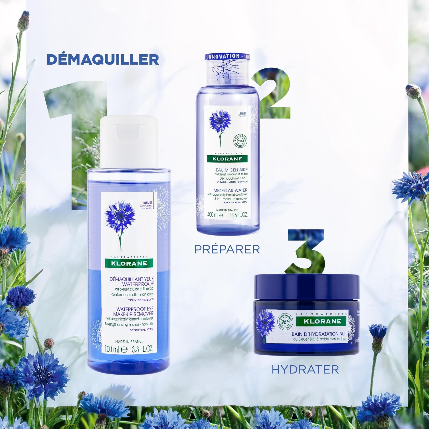 Klorane Démaquillant yeux waterproof au Bleuet issu de culture BIO