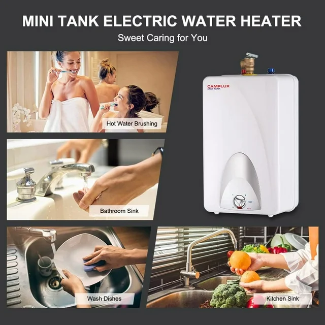 Camplux ME40N mini-waterverwarmer met snoer en stekker, 120 V