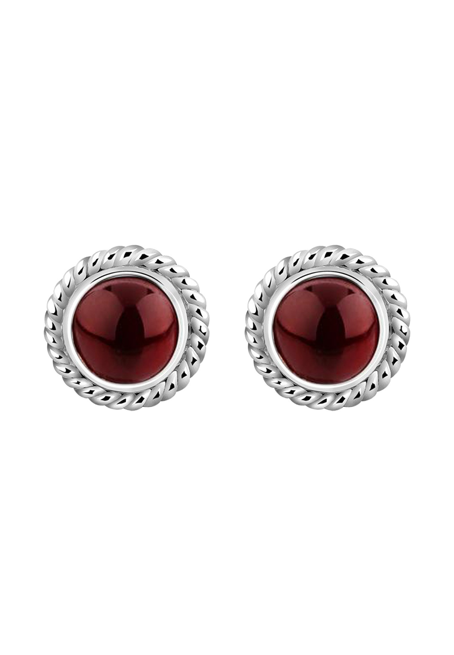 Nenalina Femmes Clous d'oreilles Argent faites à la main et serties d'un véritable grenat précieux - 222999-001