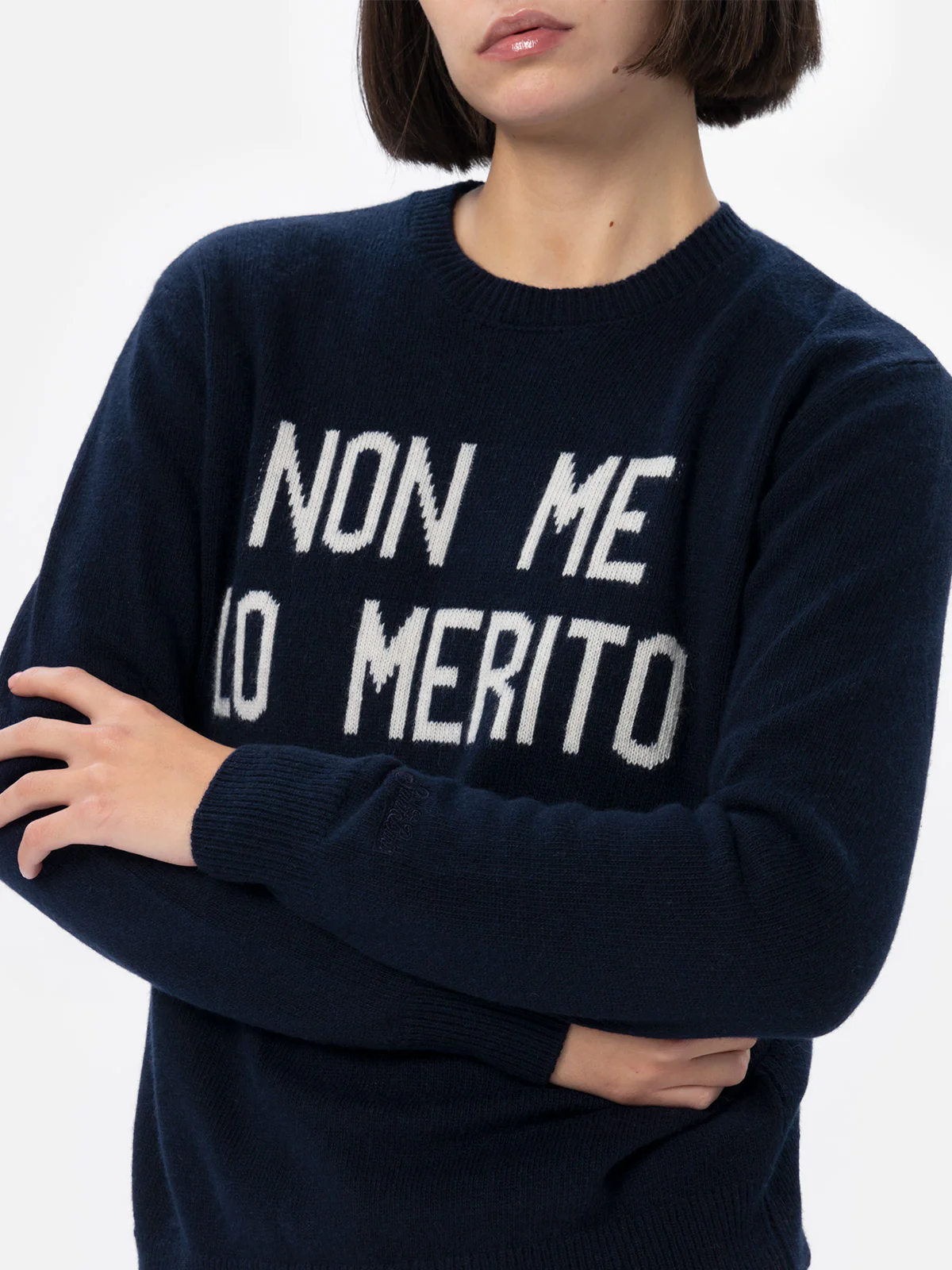 Pull bleu pour femme New Queen avec imprimé « Je ne le mérite pas »