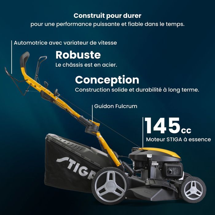 STIGA COMBI 748 V TAGLIAERBA SEMOVENTE A BENZINA, 145 CC, 46 CM – CESTINO DI RACCOLTA ERBA 60 L, SISTEMA 4 IN 1 – PRATO FINO A 1200 M²