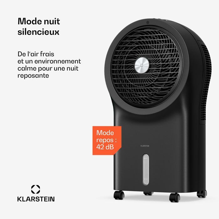 Ventilador enfriador de aire Klarstein Whirlwind - 320 m³/h - 6 l - 30 m² - 3 modos - Control remoto - Modo nocturno