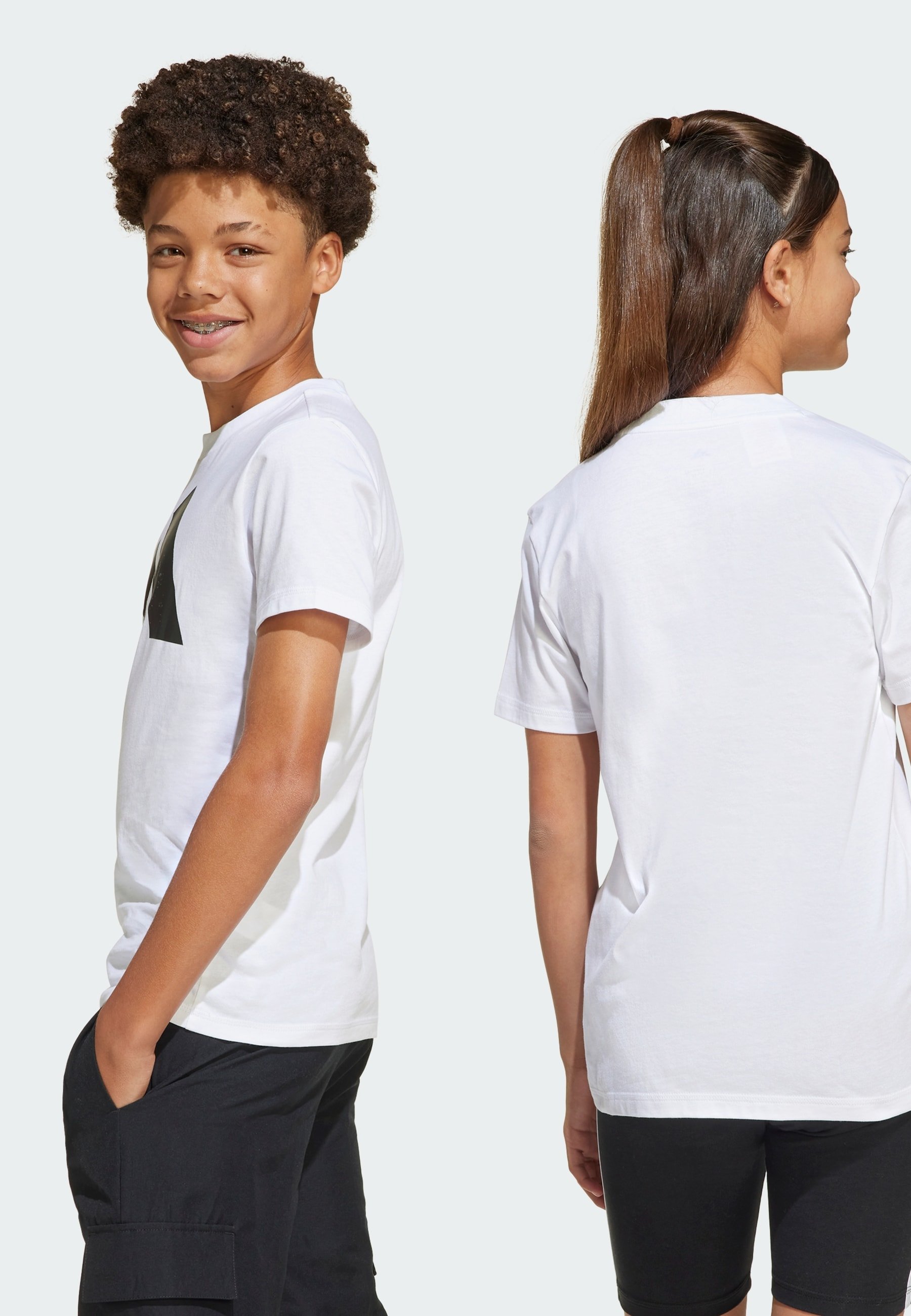 adidas Performance ESSENTIALS JUNIOR UNISEX - T-shirt met print - wit zwart