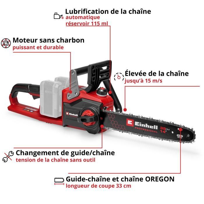 Einhell Professional Tronçonneuse sans fil GP-LC 36/35 Li- Solo PXC (36V, coupe 33cm) Livré sans Batterie ni Chargeur