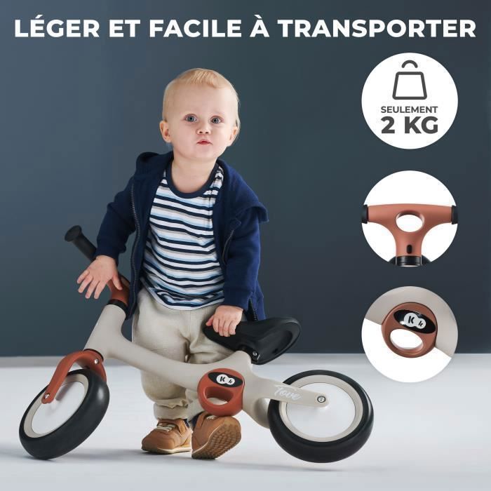 Bicicletta senza pedali Kinderkraft TOVE per bambini, leggera, con ruote in schiuma EVA, sedile regolabile, maniglie antiscivolo, portata massima 25 kg, colore menta estiva.
