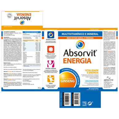 Absorvit Monivitamiini Hyvinvointi ja Energia Ginseng 30 kapselia 30 kapselia