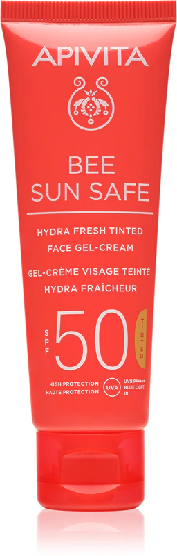 Тонований гель-крем для обличчя Apivita Bee Sun Safe Hydra SPF50