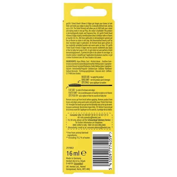Gel za obrvi in robove Got2b Tinted Glued od temno rjave do črne barve za 4 osebe, 16 ml