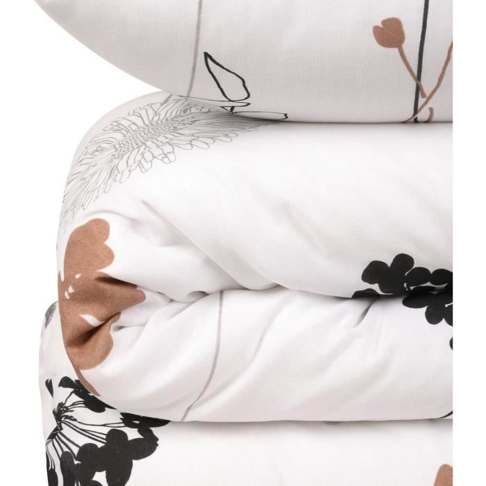 Juego de ropa de cama: 1 funda nórdica de 220 x 240 cm + 2 fundas de almohada de 60 x 60 cm - 65 % algodón, 35 % poliéster - Blanco