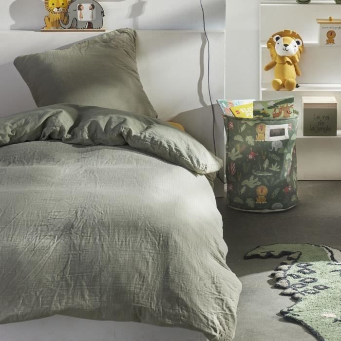Juego de ropa de cama - TODAY - 123327 - Individual - 140x200 cm - Gasa de algodón lisa - Verde salvia