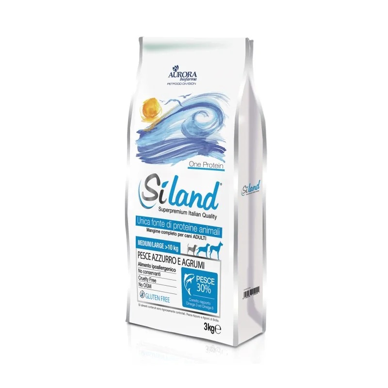 Siland One Protein Peixe Azul e Frutas Cítricas 3 kg Alimento completo para cães adultos de porte médio/grande