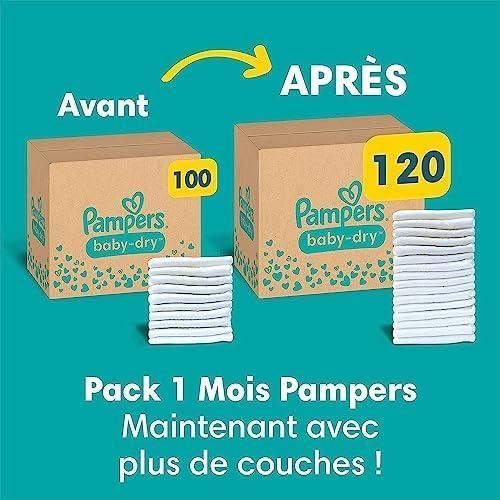 Pampers Baby-Dry Diapers Size 8 (17+ kg), 120 Baby Diapers, 1 Month Pack, Double Leak-Proof Barrier