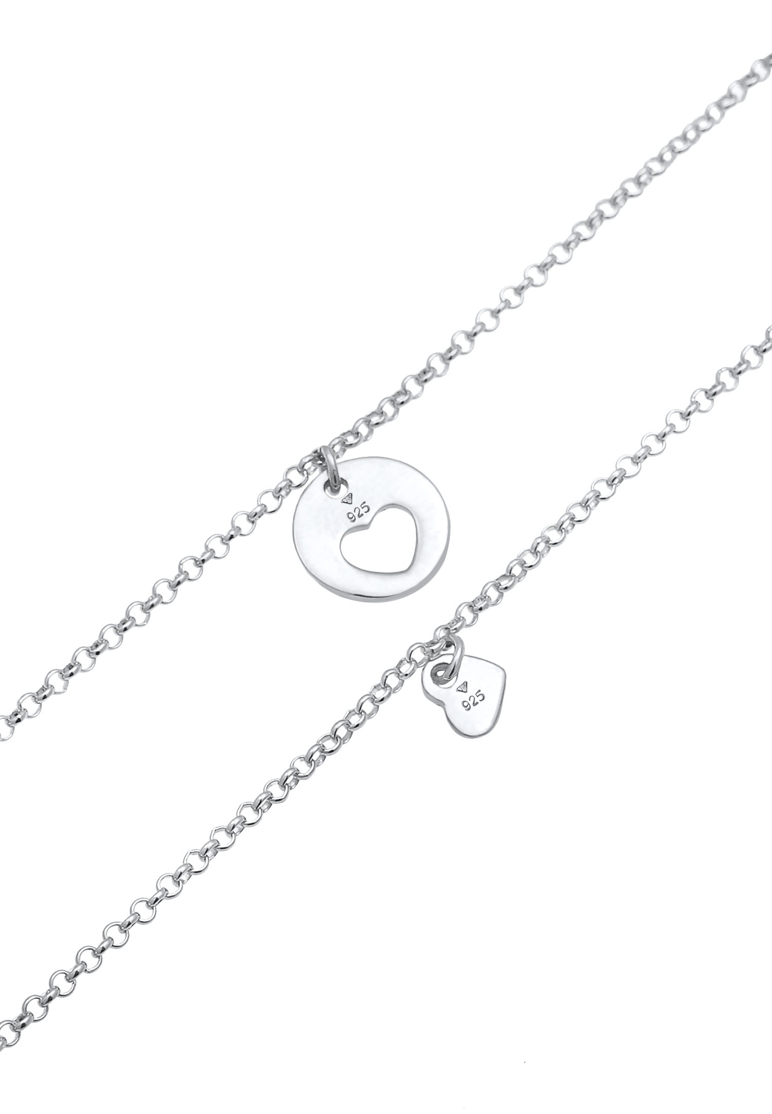 Elli Femmes Mère Fille Set Cœur Plaquette Cut Out en Argent Sterling 925