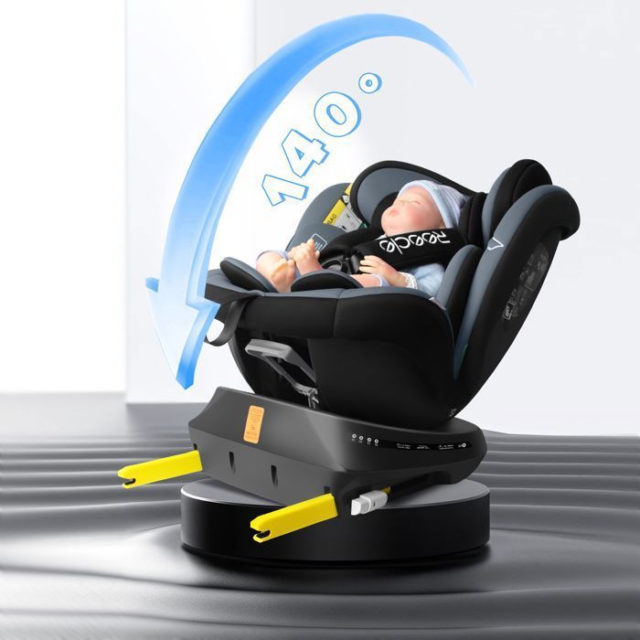 Reecle i-Size 360° Swivel ISOFIX Car Seat, 40-150 cm, from birth to 12 years (0-36 kg), ECE R129, Black