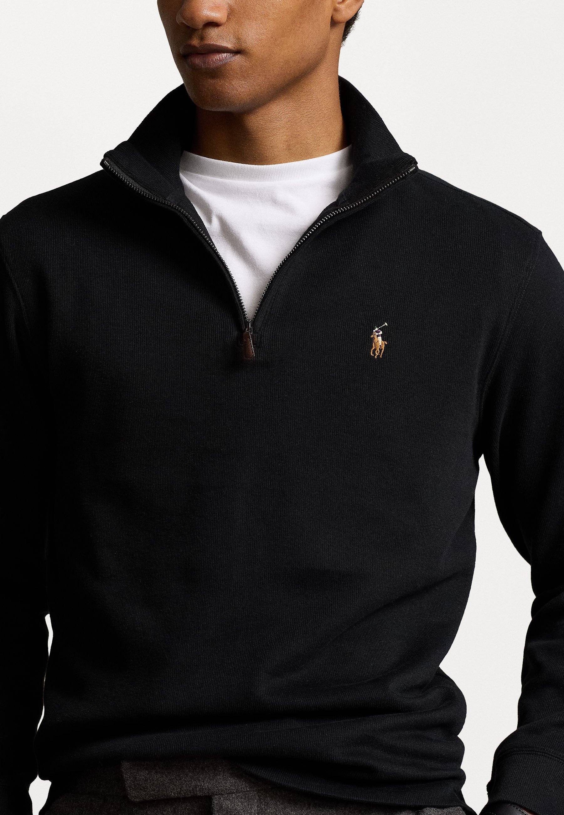 Polo Ralph Lauren ESTATE RIB QUARTER ZIP PULLOVER - Pullover - schwarz