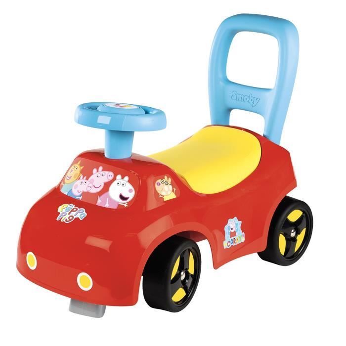 Smoby - Porteur auto enfant 2 en 1 - Peppa Pig - Coffre sous la selle - Dès 10 mois - Fabrication française