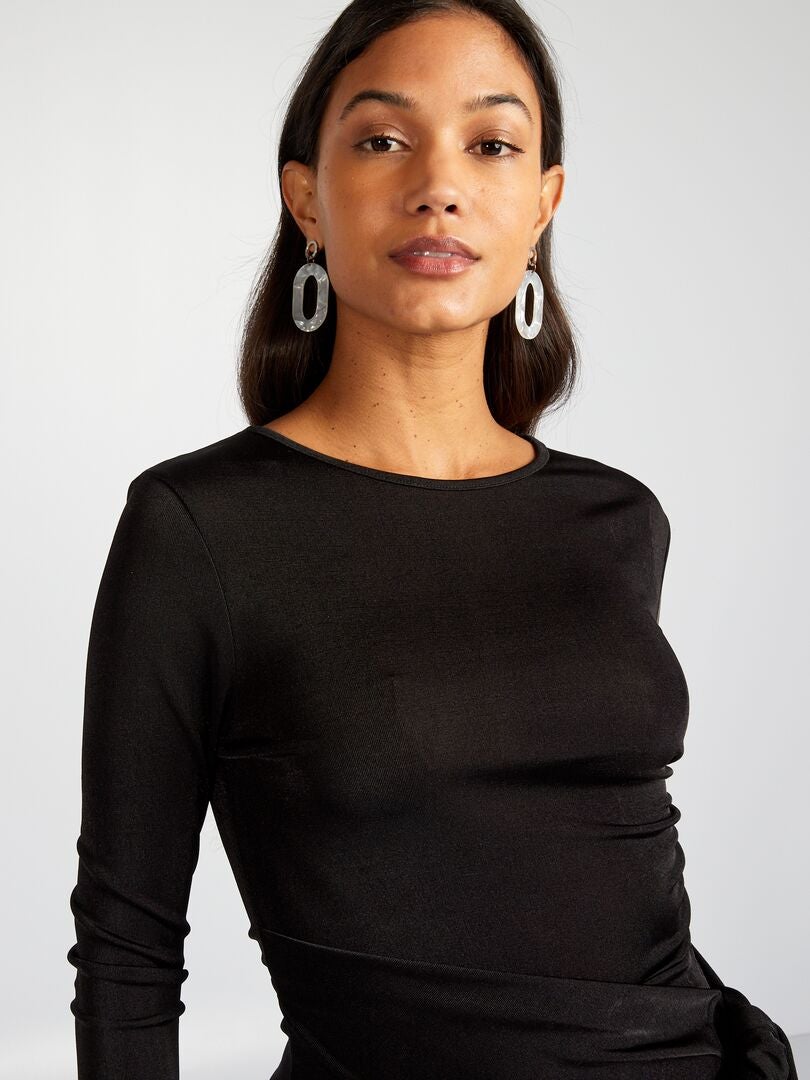 Vestido curto com efeito drapeado - preto