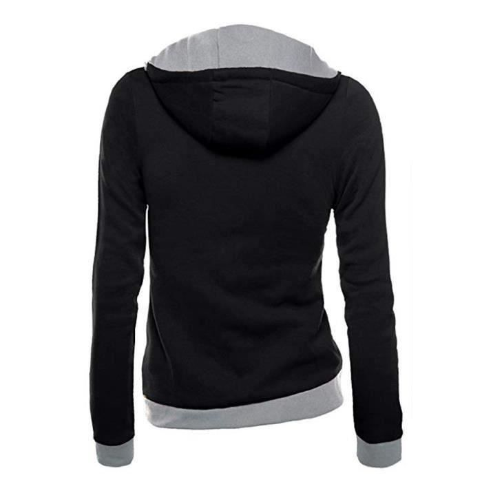 Sweat Femmes - FUNMOON - Oblique Zipper - Slim Fit - Manches Longues - Col Capuche