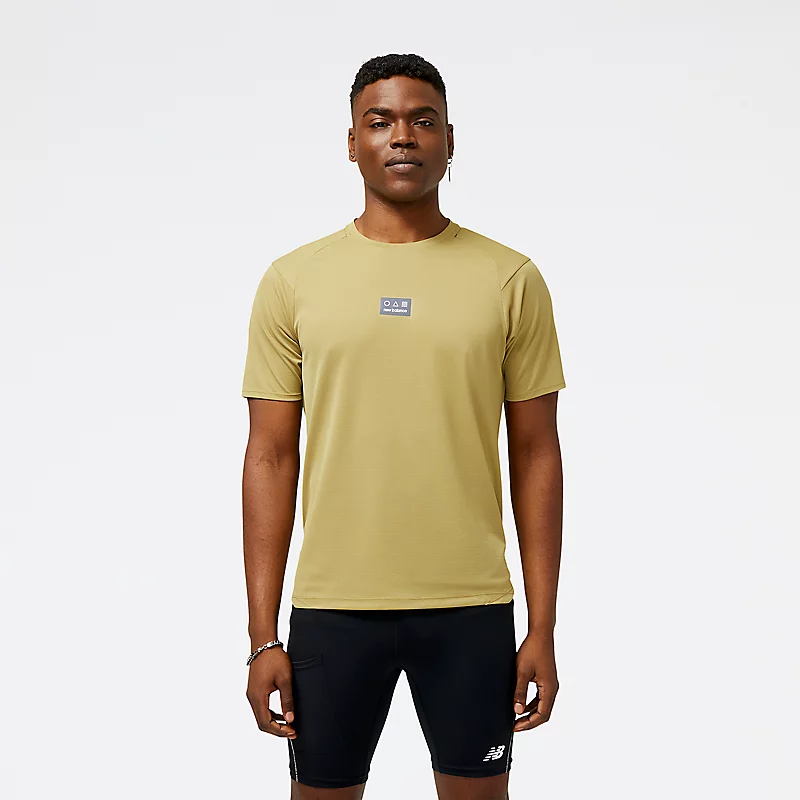 Camiseta masculina Impact Run AT N-Vent de manga curta - Verde Oliva