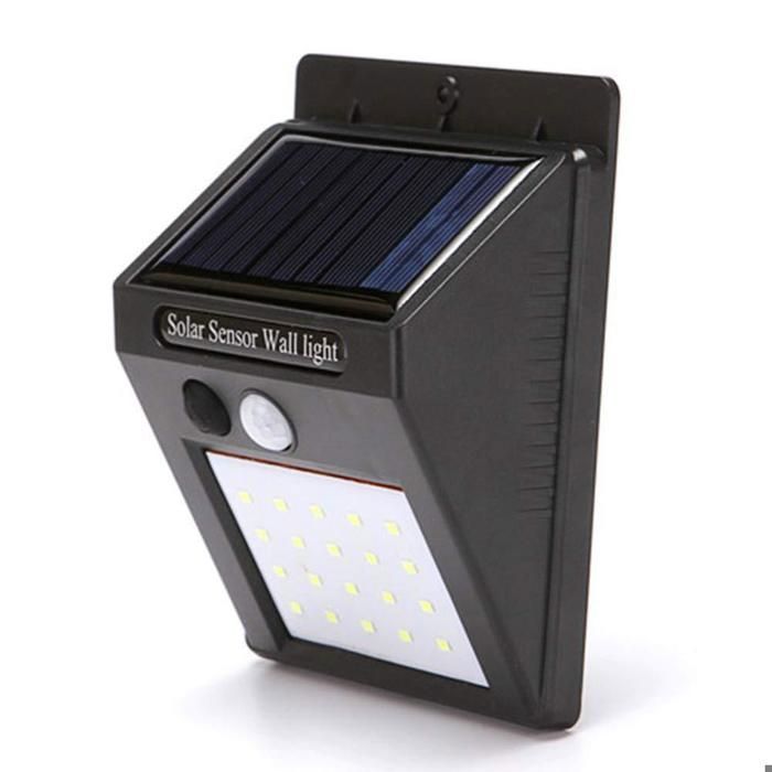 Luminária solar externa ONEVER - 20 LEDs com sensor de movimento - Preta
