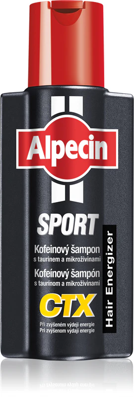 Alpecin Sport CTX shampoo met cafeïne ter voorkoming van haaruitval bij intensieve inspanning.