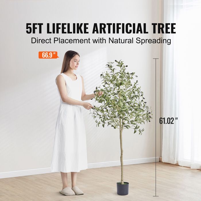 Olivier Artificiel - DUOKU - 1,5 m - Plante PE - Arbre réaliste en pot - Anti-basculement