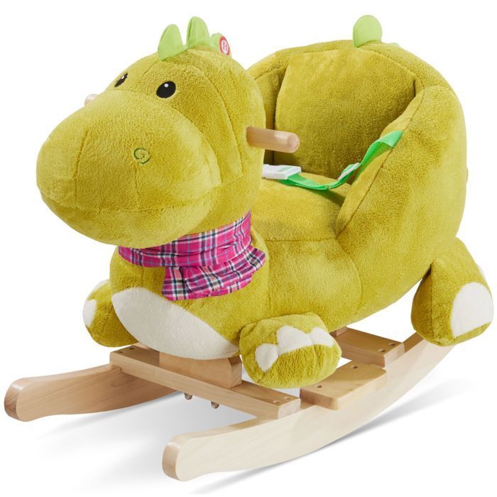 Rocking Toy - TECTAKE - Rocking Dinosaur with Plush Cover, Ages 12 Months+, 35 x 70 x 50 cm - Green