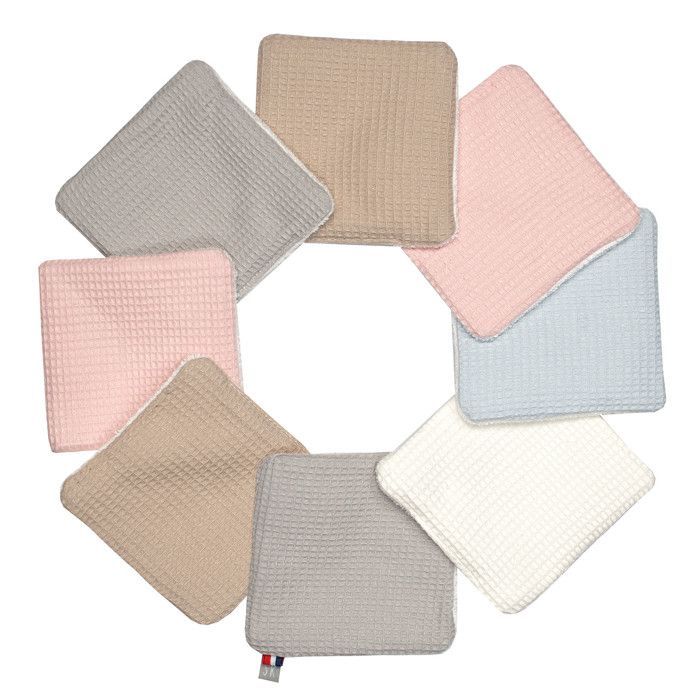 Sevira Kids | Toallitas húmedas lavables para bebé, 8 unidades, diseño de panal y bambú - Multicolor - 10x10 cm, Hecho en Francia