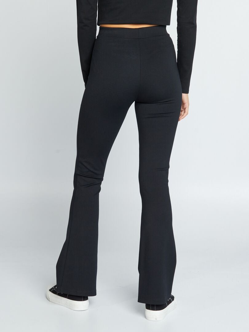 Uitlopende bootcut broek met splitten - Zwart