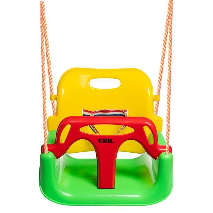 COIL Balançoire de jardin pour enfants, balançoire pour enfants, solide, 3 en 1 + ceintures, jusqu'à 60 kg, Vert