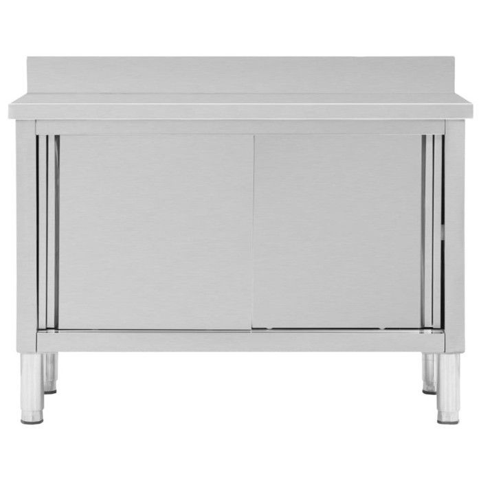 vidaXL Table de travail avec portes coulissantes 120x50x(95-97)cm Inox 51051