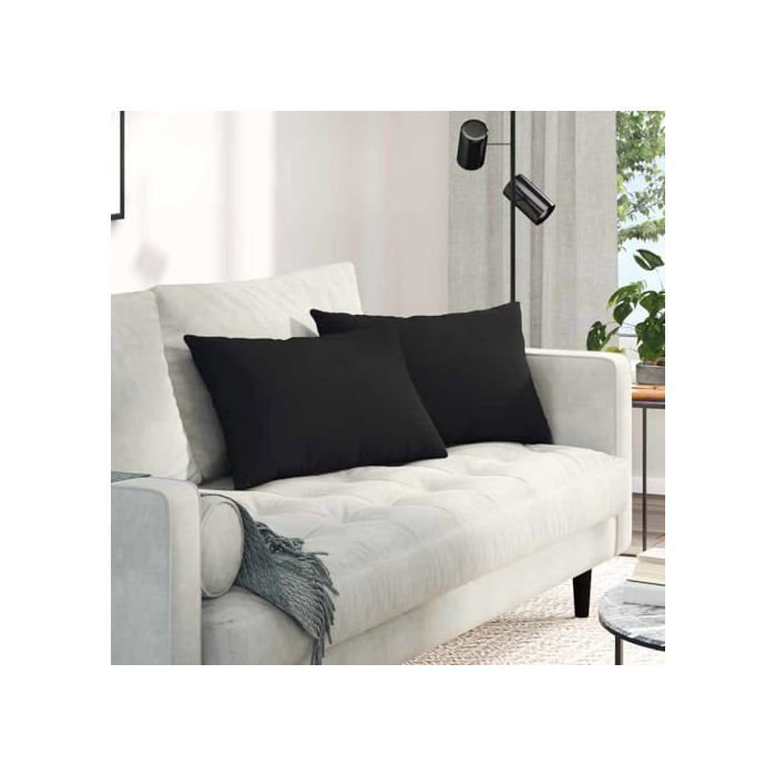 Coussins de canapé en tissu - vidaXL - Noir - 60x40x20 cm - Housses amovibles - Rembourrage polyester