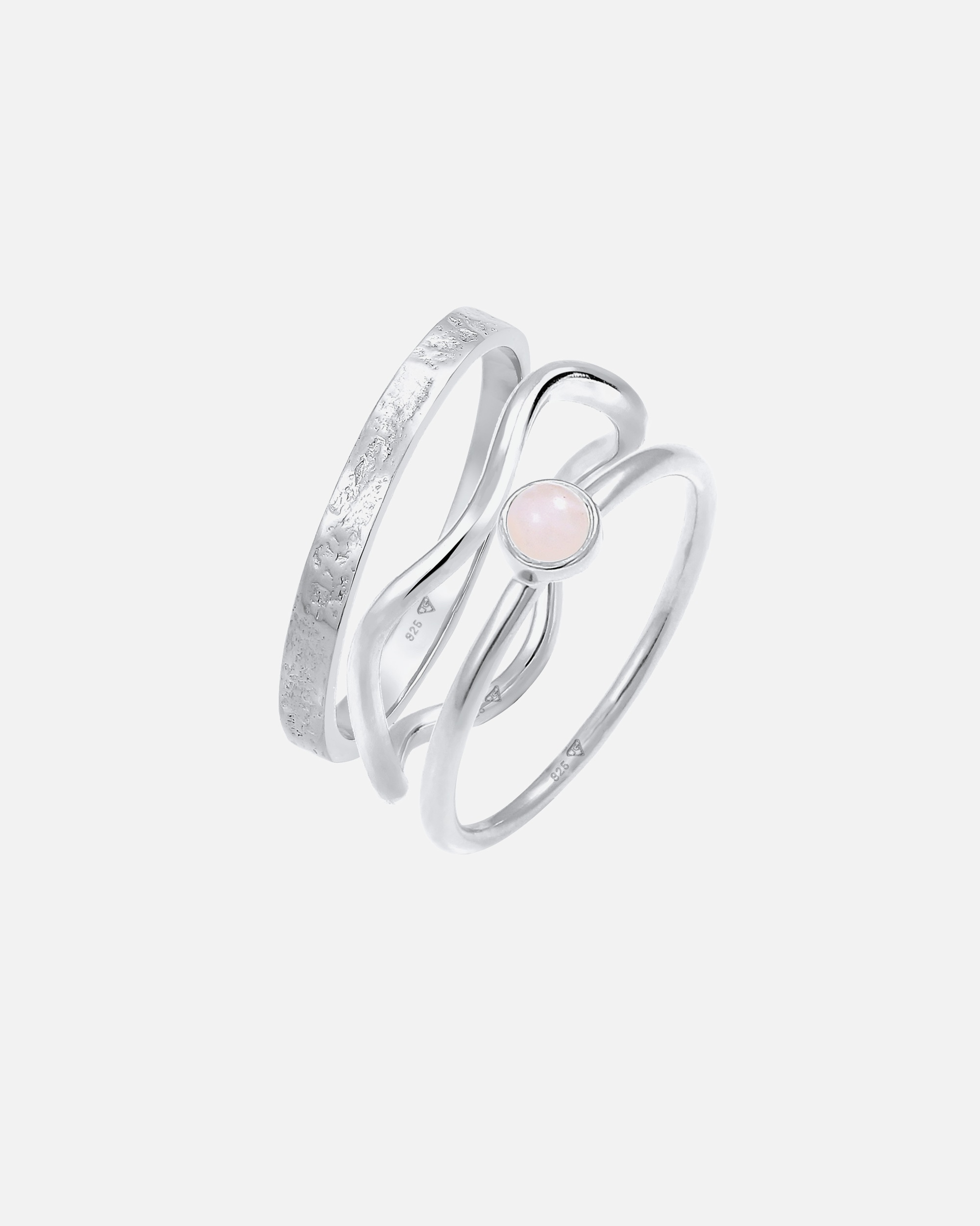Elli PREMIUM Elli PREMIUM Bague Femmes Pile Solitaire Set avec Quartz Rose en argent sterling 925